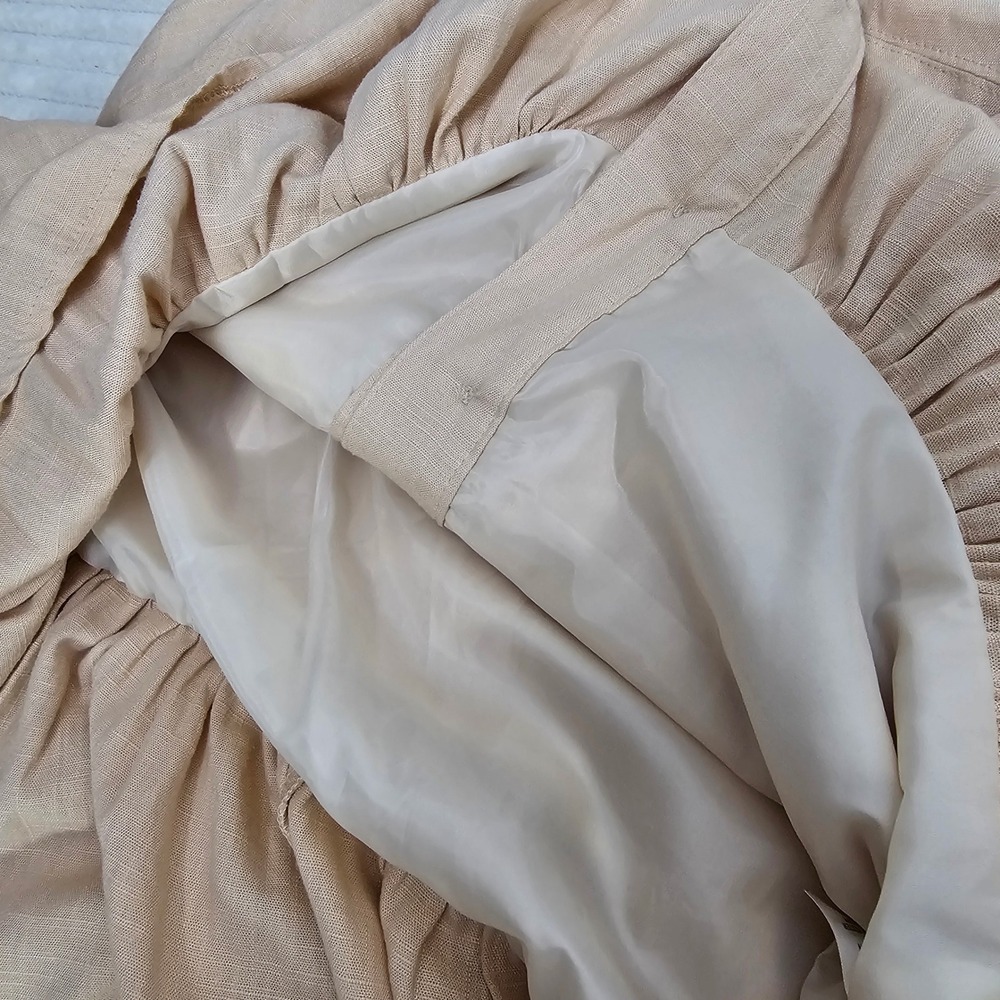 Cotton Linen Peplum Utility Jacket L Beige Cottagecore Spring Capsule Lagenlook - Picture 12 of 13